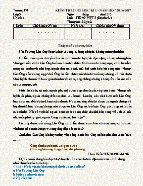 Đề và đáp án kiểm tra cuối học kỳ I Tiếng việt lớp 5 - Năm học 2016-2017
